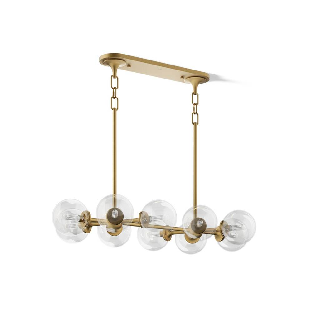 Kohler K-31766-CH10-2GL Brushed Modern Brass Bellera 10 Light Linear Chandelier Image 1