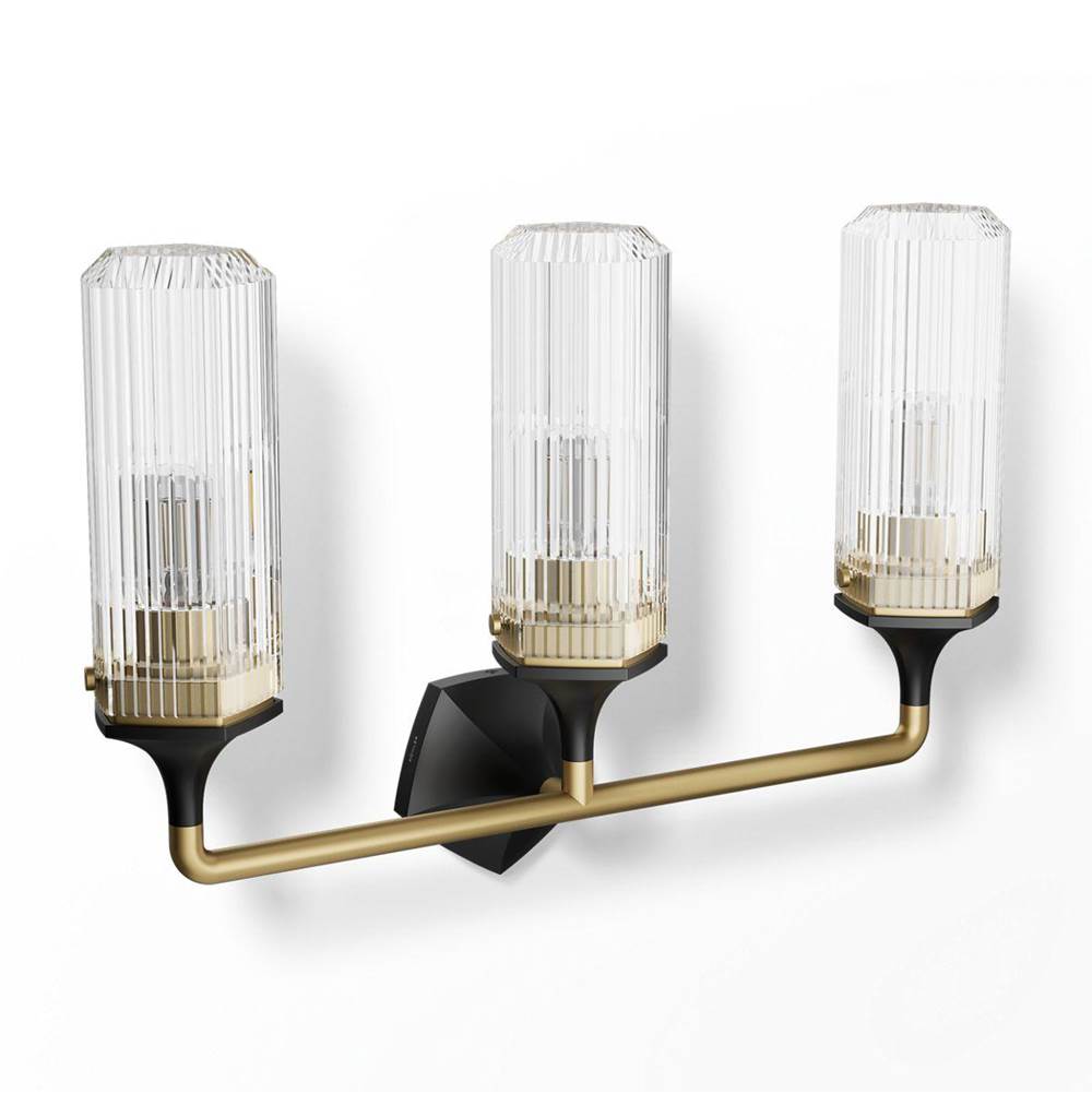 Kohler K-31778-SC03-BML Black with Brass Trim Occasion Three-light Sconce Image 1