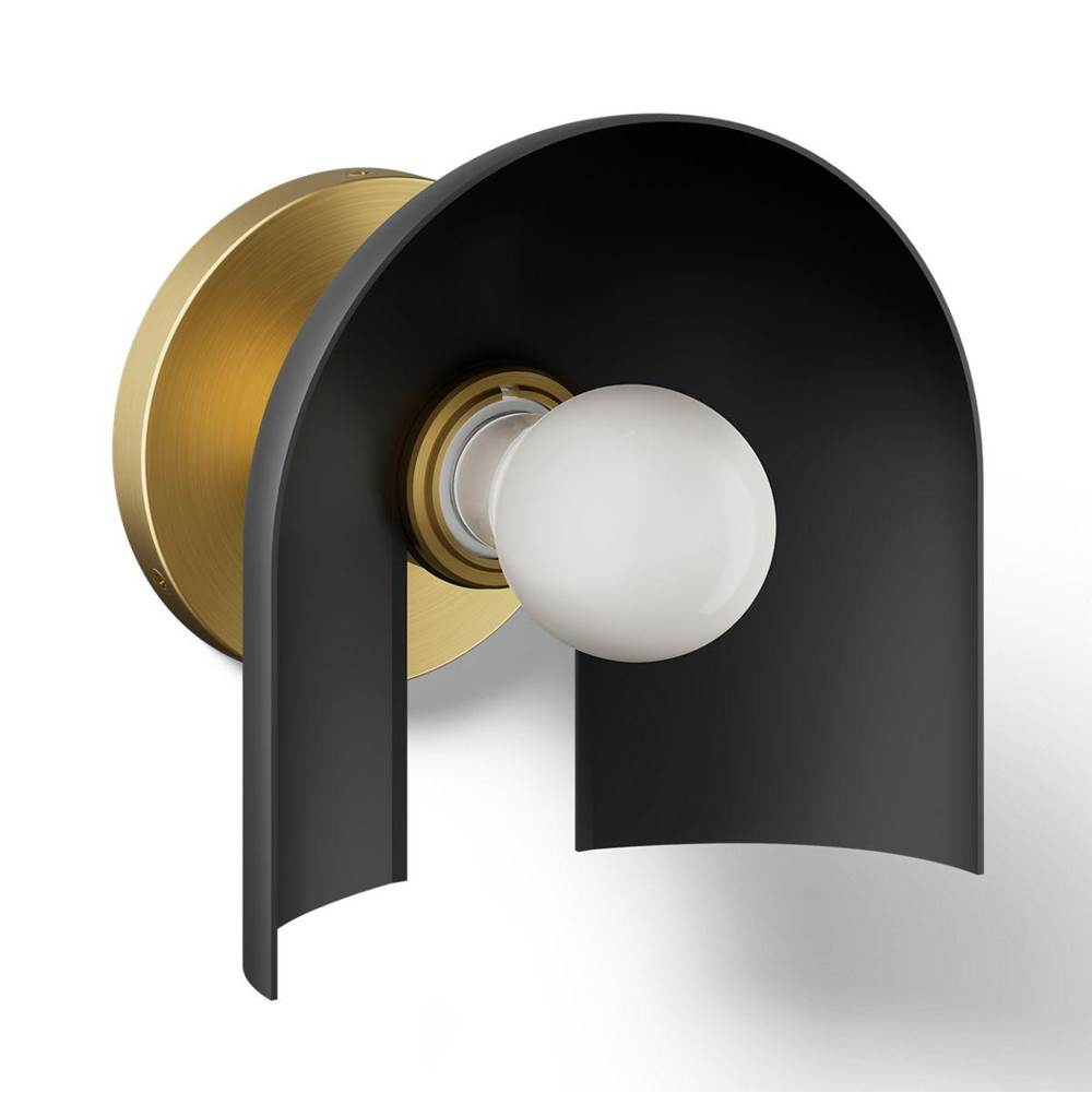 Kohler K-31782-SC01-BML Black with Brass Trim Jabot One-light Sconce Image 1