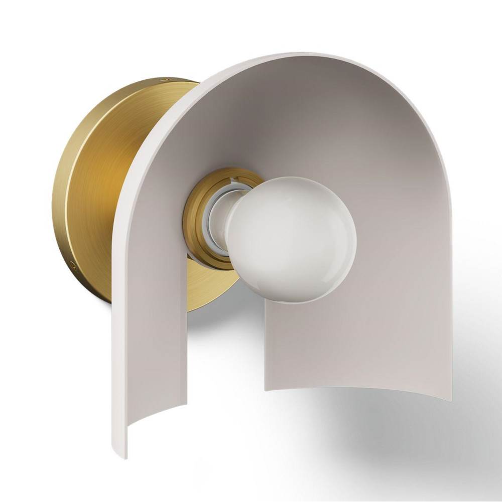 Kohler K-31782-SC01-SLG Biscuit Satin with Brushed Moderne Brass Jabot One-light Sconce Image 1