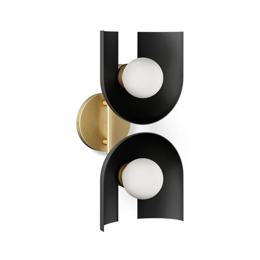 Kohler K-31783-SC02-BML Black with Brass Trim Jabot Two-light Sconce Image 1