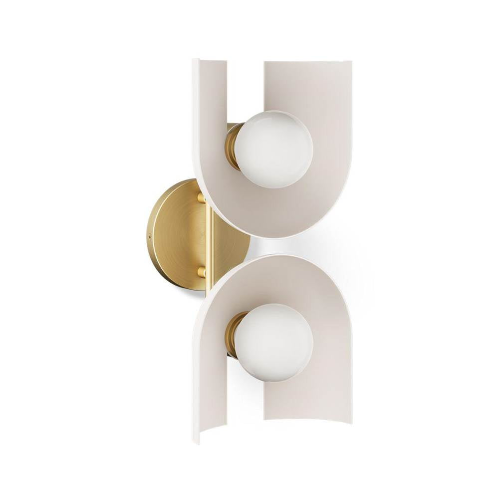 Kohler K-31783-SC02-SLG Biscuit Satin with Brushed Moderne Brass Jabot Two-light Sconce Image 1