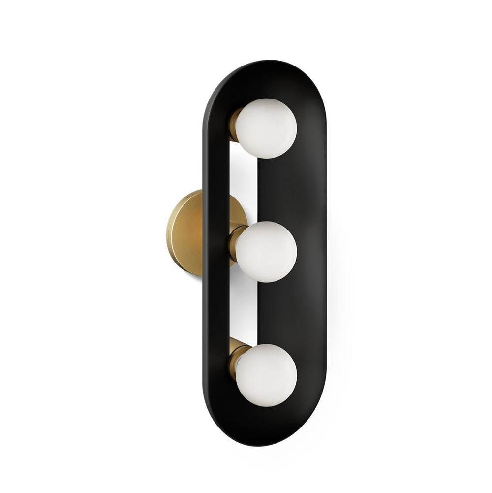 Kohler K-31784-SC03-BML Black with Brass Trim Jabot Three-light Sconce Image 1