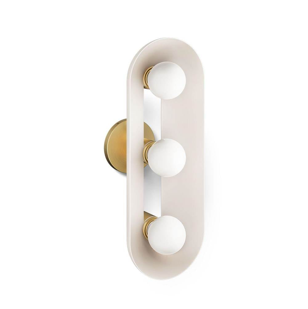 Kohler K-31784-SC03-SLG Biscuit Satin with Brushed Moderne Brass Jabot Three-light Sconce Image 1