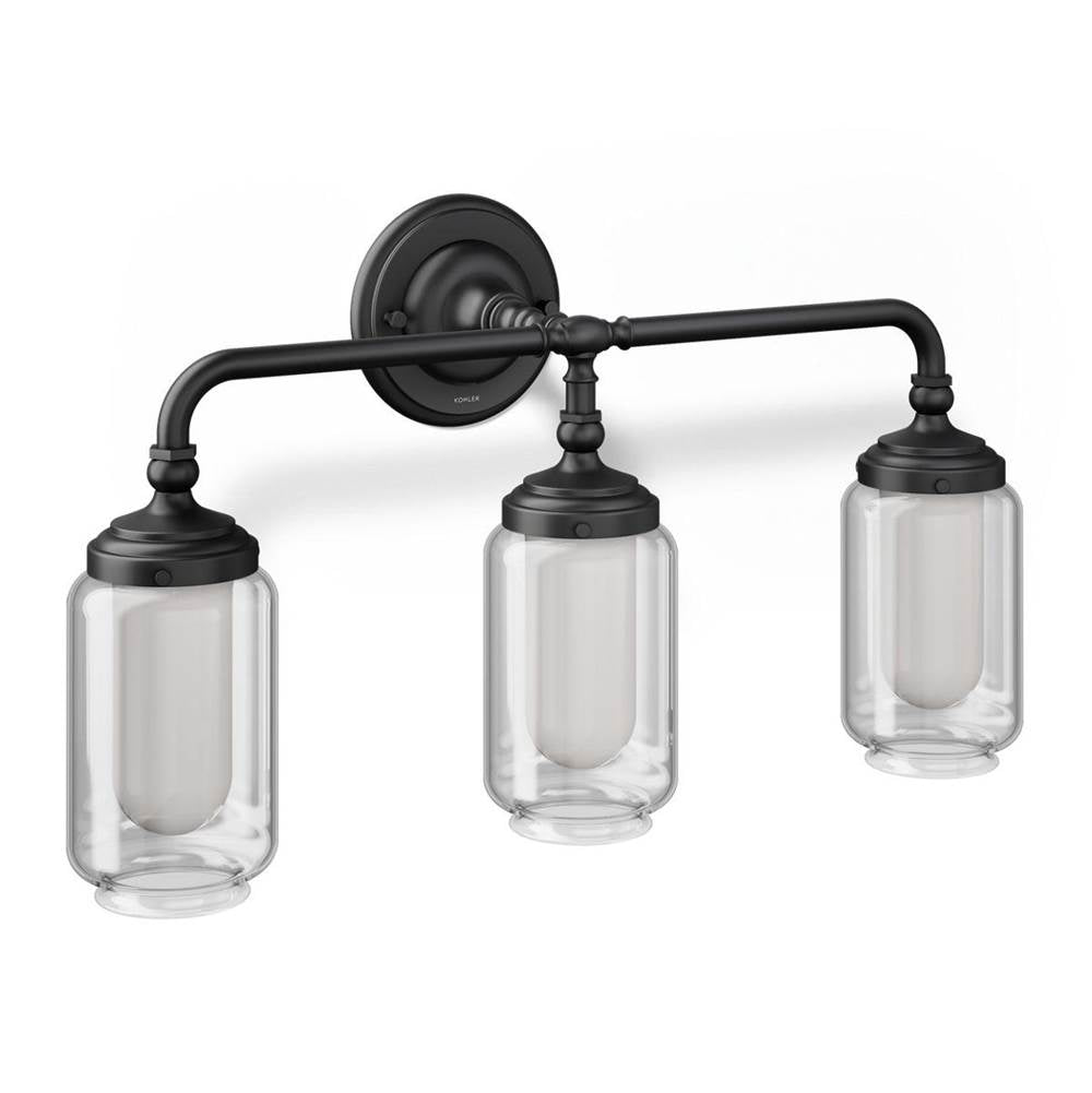 Kohler K-32806-SC03-BLL Matte Black Artifacts Three-light Sconce Image 1