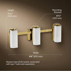 Kohler K-35115-SC03-2GL Brushed Moderne Brass Parallel Three-light Sconce Image 6