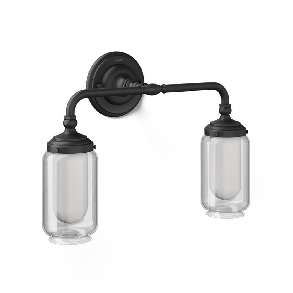 Kohler K-72582-BLL Matte Black Artifacts Two-light Sconce Image 1