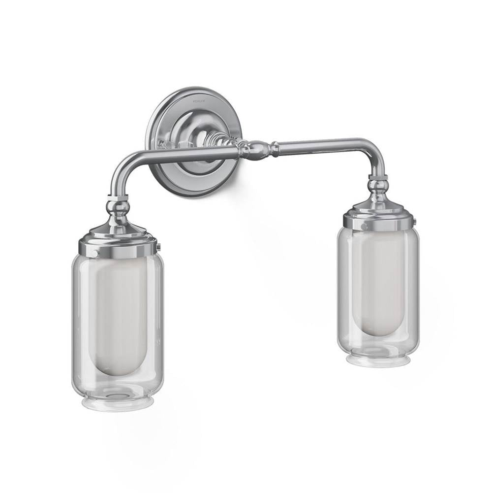 Kohler K-72582-CPL Polished Chrome Artifacts Two-light Sconce Image 1