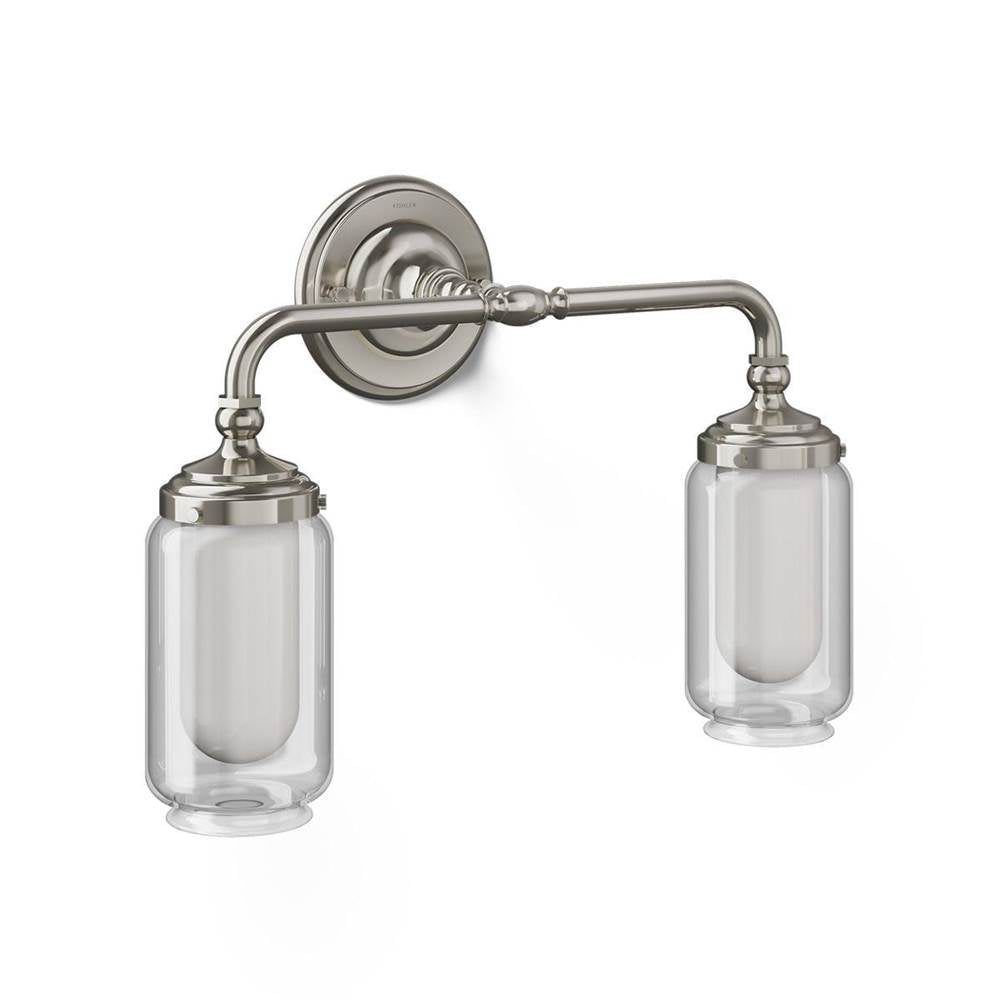 Kohler K-72582-SNL Polished Nickel Artifacts Two-light Sconce Image 1