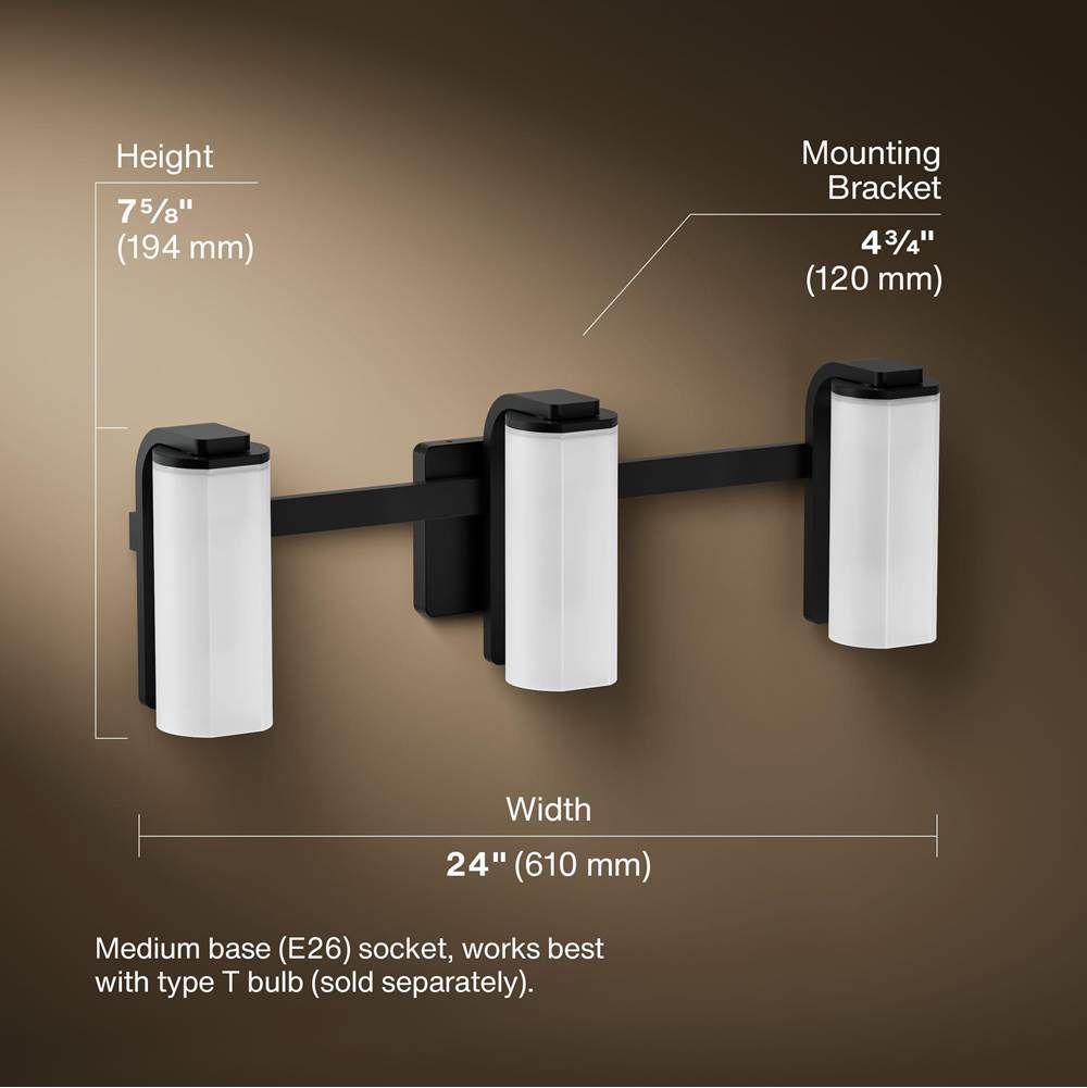Kohler K-35115-SC03-BLL Matte Black Parallel Three-light Sconce Image 6
