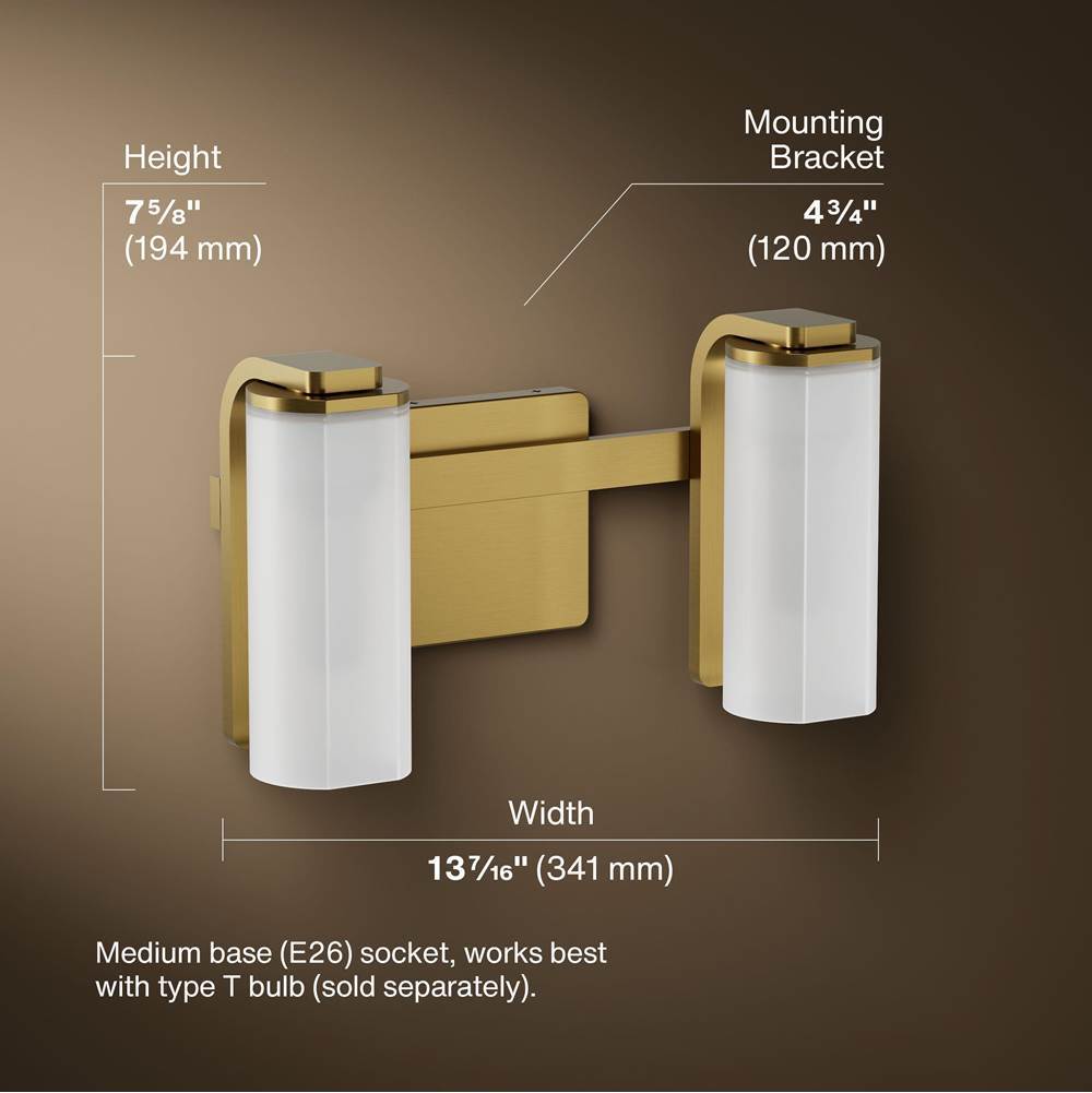 Kohler K-35114-SC02-2GL Brushed Moderne Brass Parallel Two-light Sconce Image 6
