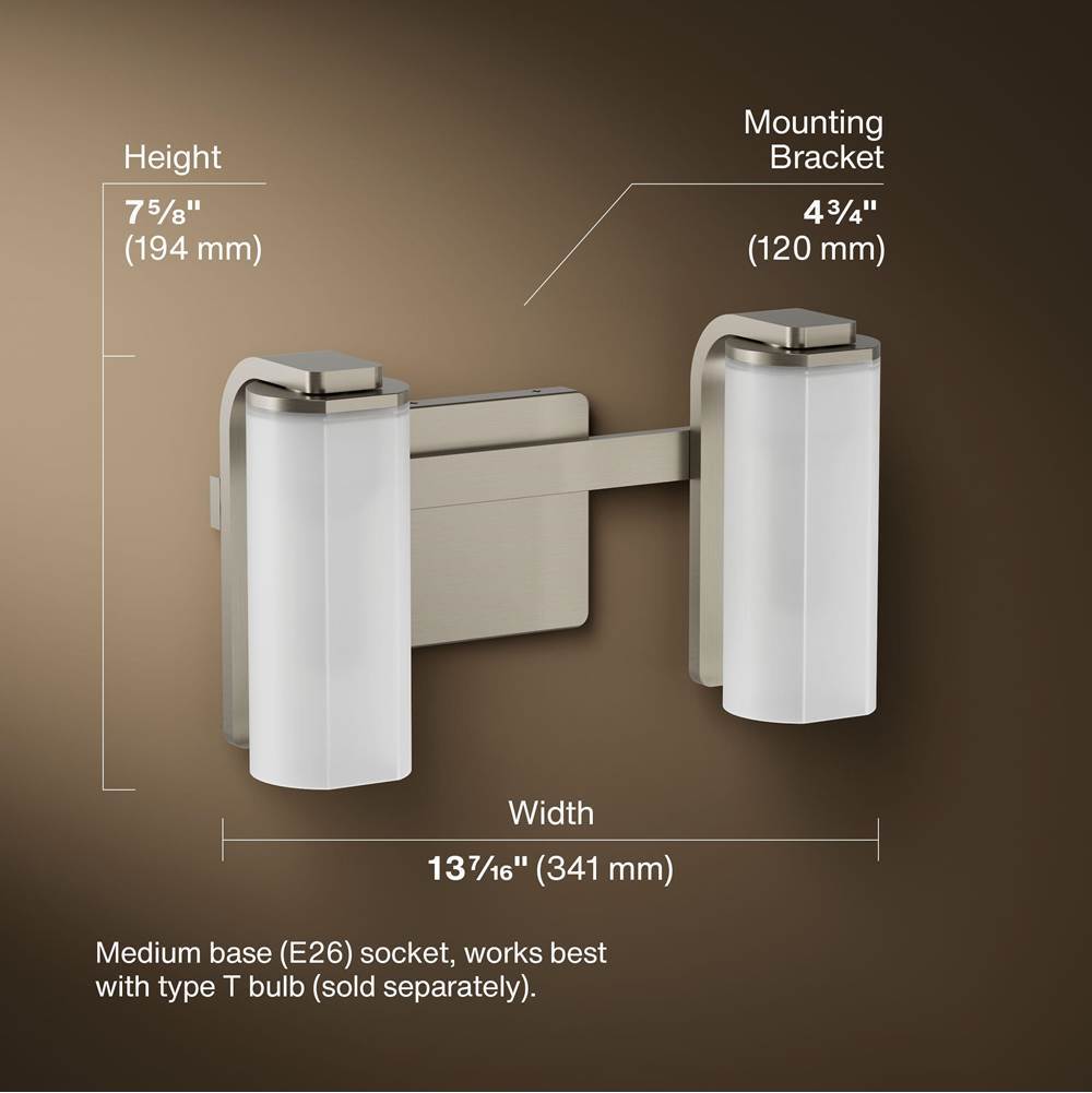 Kohler K-35114-SC02-BNL Brushed Nickel Parallel Two-light Sconce Image 6