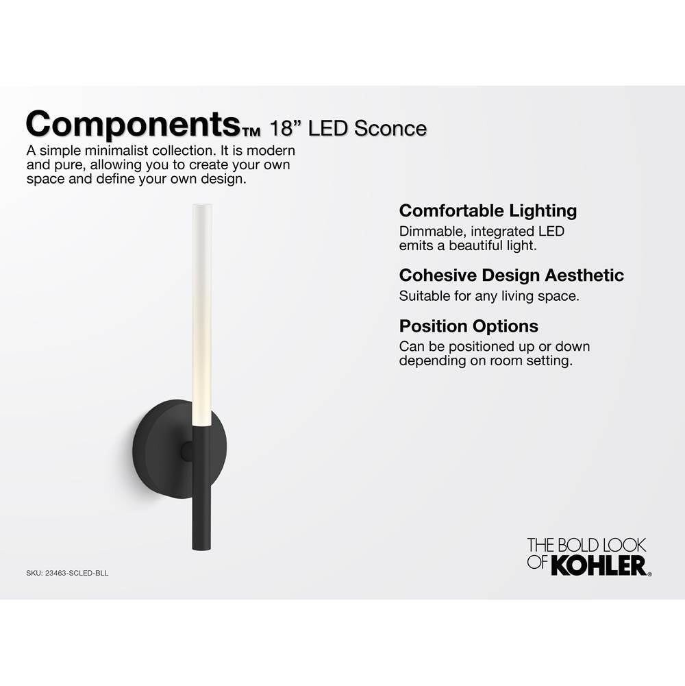 Kohler K-23463-SCLED-2GL Brushed Moderne Brass Components One-light Led Sconce Image 3