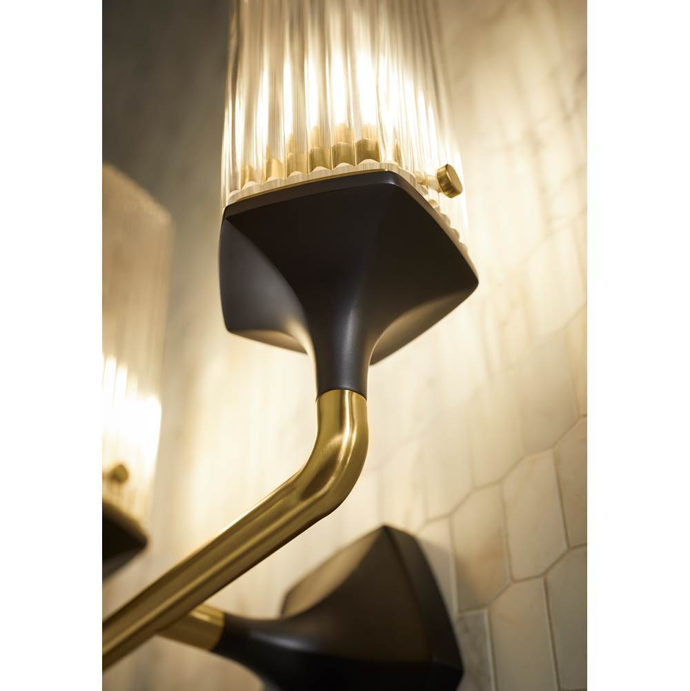 Kohler K-31777-SC02-BML Black with Brass Trim Occasion Two-light Sconce Image 2