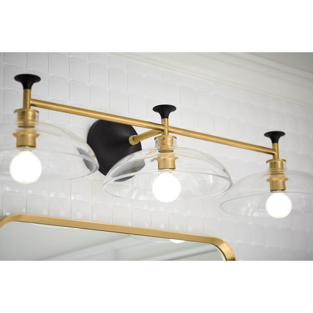 Kohler K-31770-SC03-BML Black with Brass Trim Tone Three-light Sconce Image 2