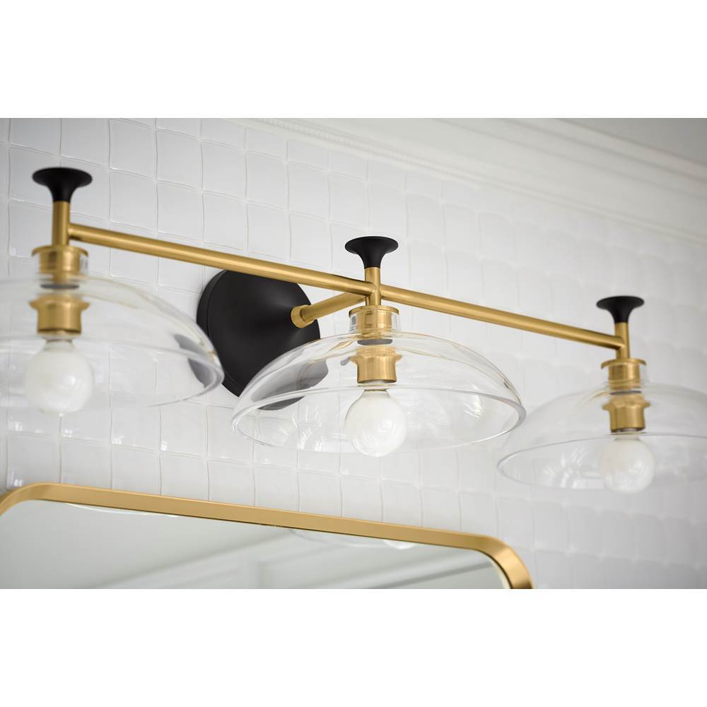 Kohler K-31770-SC03-BML Black with Brass Trim Tone Three-light Sconce Image 4