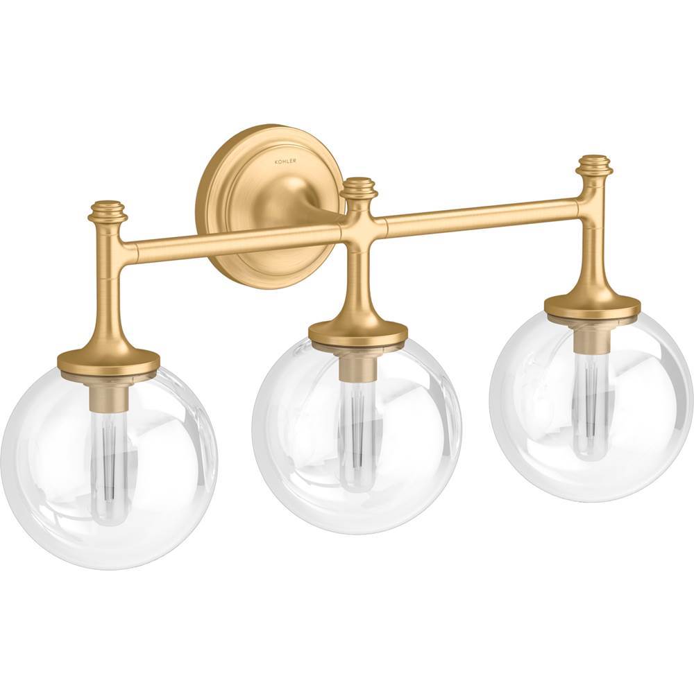 Kohler K-31763-SC03-2GL Brushed Modern Brass Bellera 3 Light Sconce Image 2