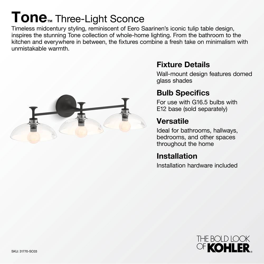 Kohler K-31770-SC03-BLL Matte Black Tone Three-light Sconce Image 9