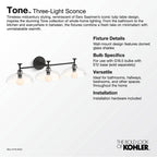 Kohler K-31770-SC03-BLL Matte Black Tone Three-light Sconce Image 9