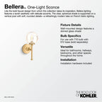Kohler K-31761-SC01-CPL Polished Chrome Bellera 1 Light Sconce Image 3