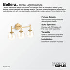 Kohler K-31763-SC03-2GL Brushed Modern Brass Bellera 3 Light Sconce Image 3