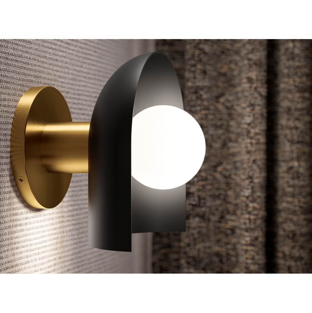 Kohler K-31782-SC01-BML Black with Brass Trim Jabot One-light Sconce Image 3