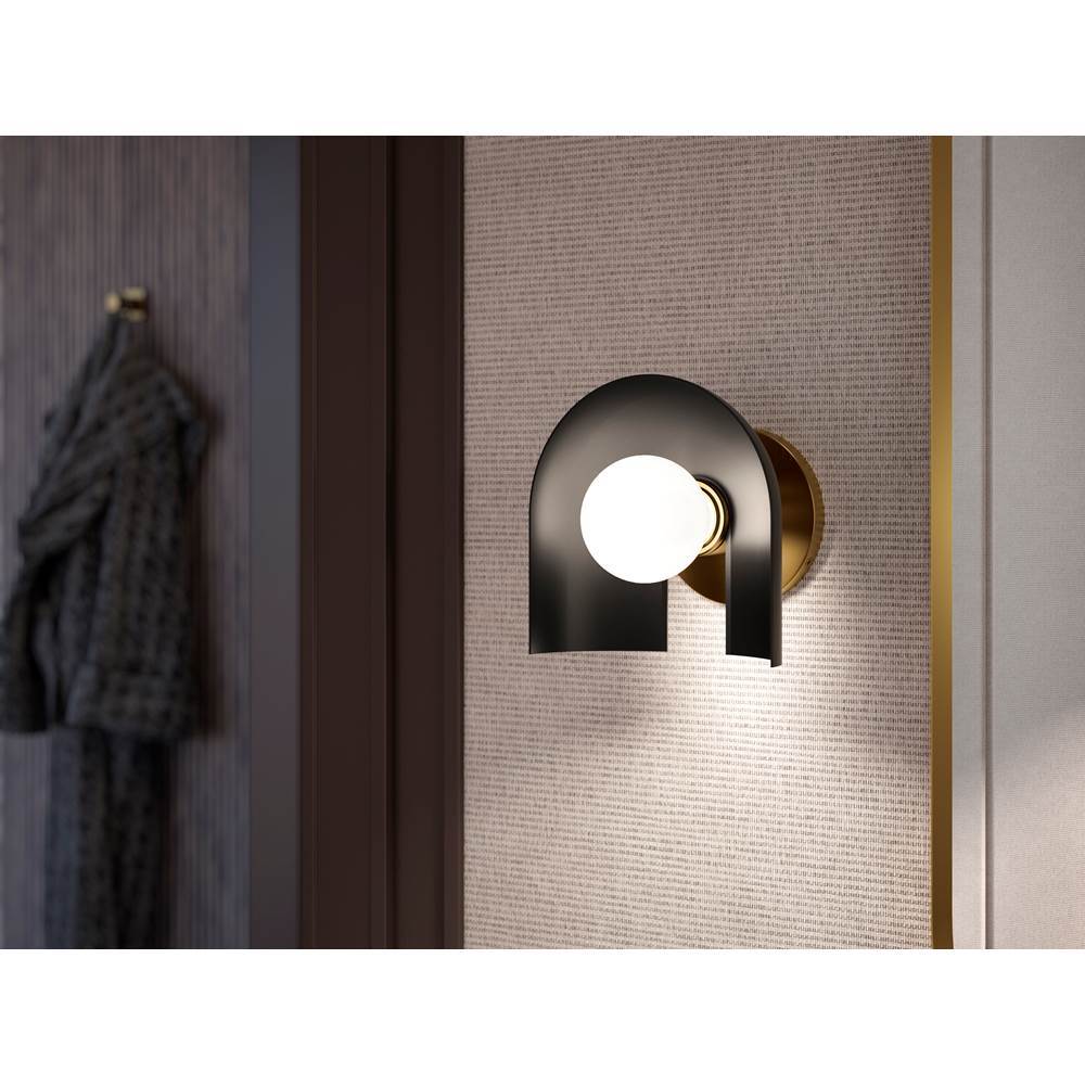 Kohler K-31782-SC01-BML Black with Brass Trim Jabot One-light Sconce Image 4