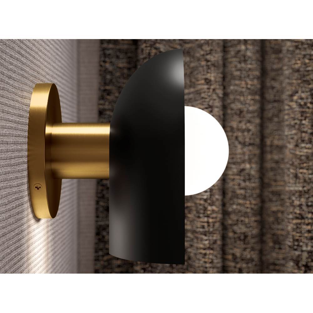 Kohler K-31782-SC01-BML Black with Brass Trim Jabot One-light Sconce Image 2