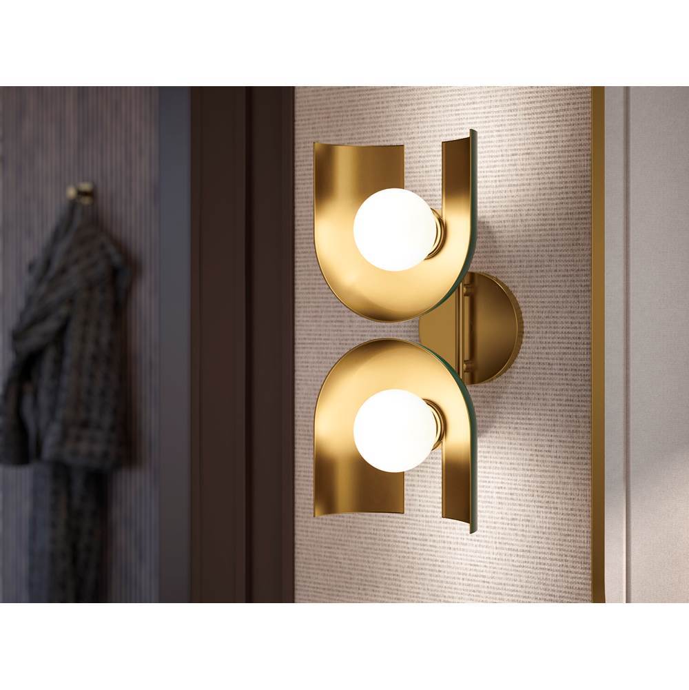 Kohler K-31783-SC02-6GL Jade w/Brushed Moderne Brass Accents Jabot Two-light Sconce Image 5