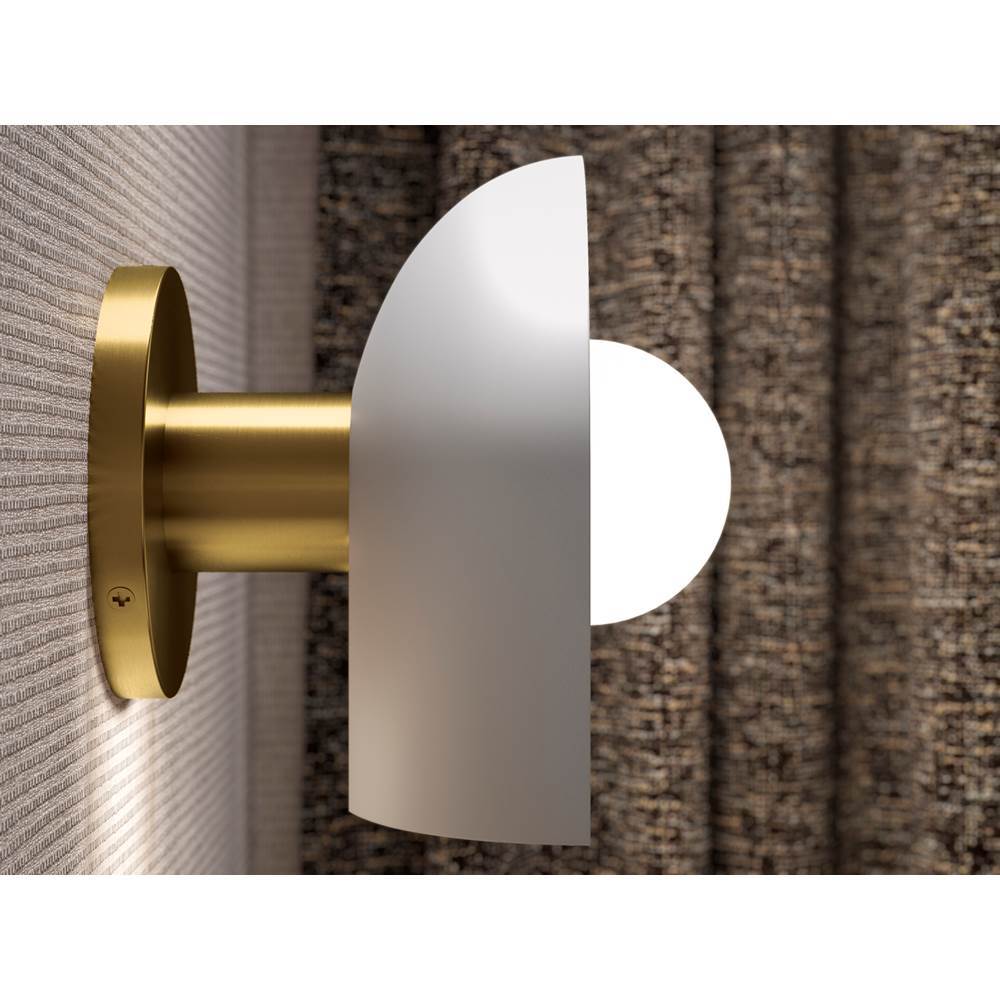 Kohler K-31782-SC01-SLG Biscuit Satin with Brushed Moderne Brass Jabot One-light Sconce Image 3