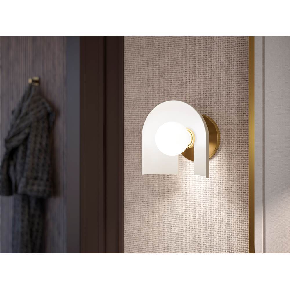 Kohler K-31782-SC01-SLG Biscuit Satin with Brushed Moderne Brass Jabot One-light Sconce Image 2