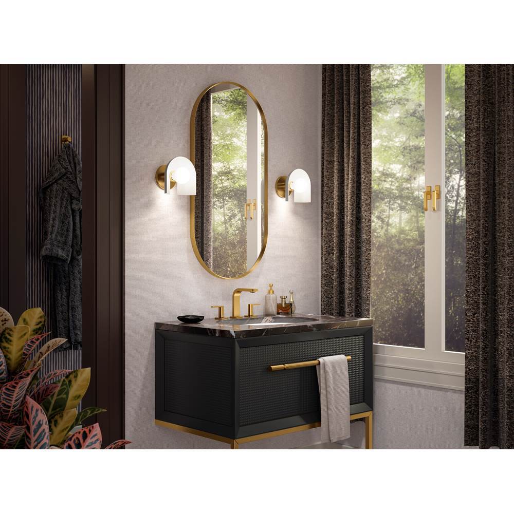 Kohler K-31782-SC01-SLG Biscuit Satin with Brushed Moderne Brass Jabot One-light Sconce Image 5