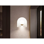 Kohler K-31782-SC01-SLG Biscuit Satin with Brushed Moderne Brass Jabot One-light Sconce Image 4