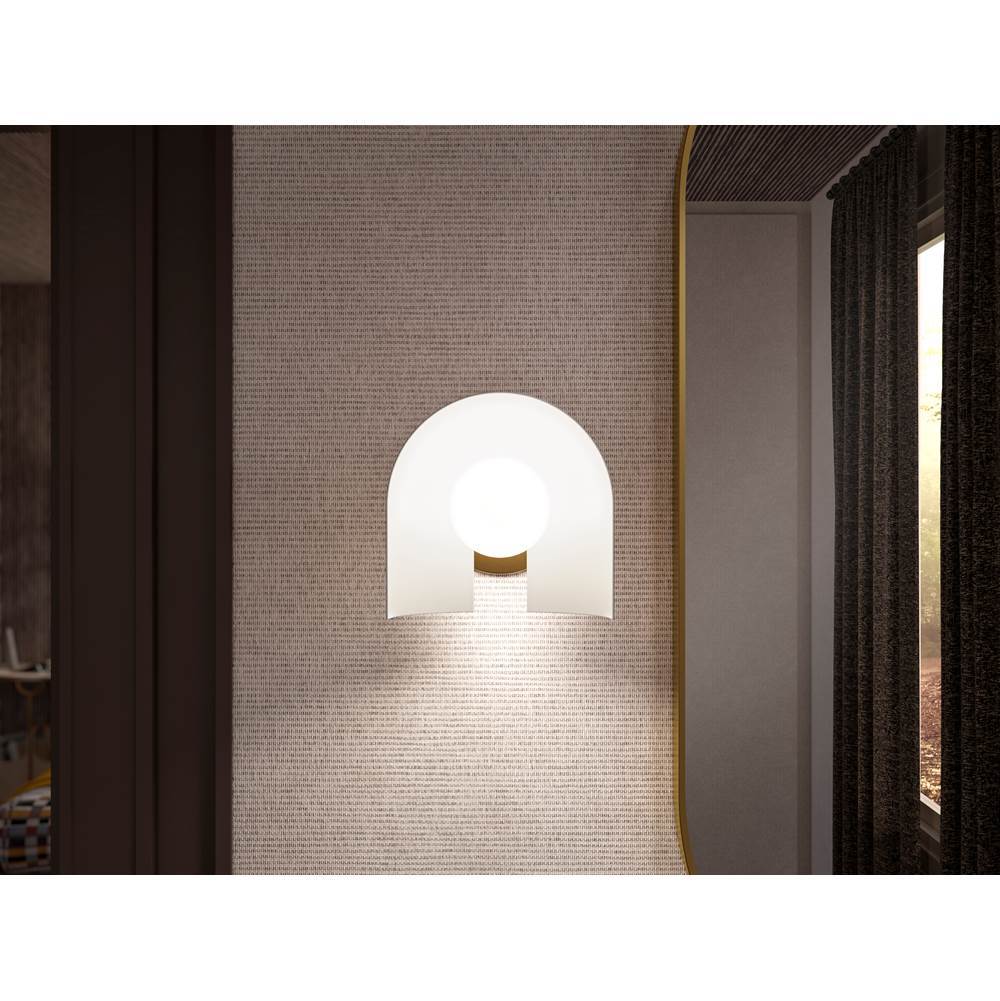 Kohler K-31782-SC01-SLG Biscuit Satin with Brushed Moderne Brass Jabot One-light Sconce Image 4