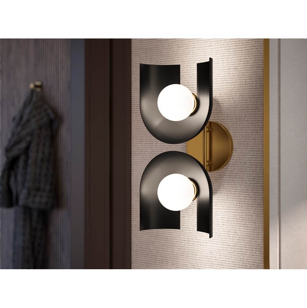 Kohler K-31783-SC02-BML Black with Brass Trim Jabot Two-light Sconce Image 5