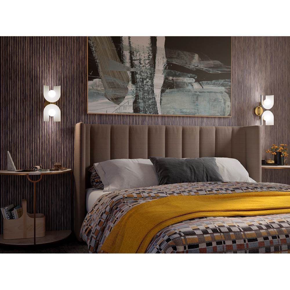 Kohler K-31783-SC02-SLG Biscuit Satin with Brushed Moderne Brass Jabot Two-light Sconce Image 2