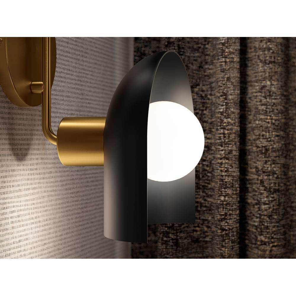 Kohler K-31783-SC02-BML Black with Brass Trim Jabot Two-light Sconce Image 2