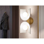 Kohler K-31783-SC02-SLG Biscuit Satin with Brushed Moderne Brass Jabot Two-light Sconce Image 4
