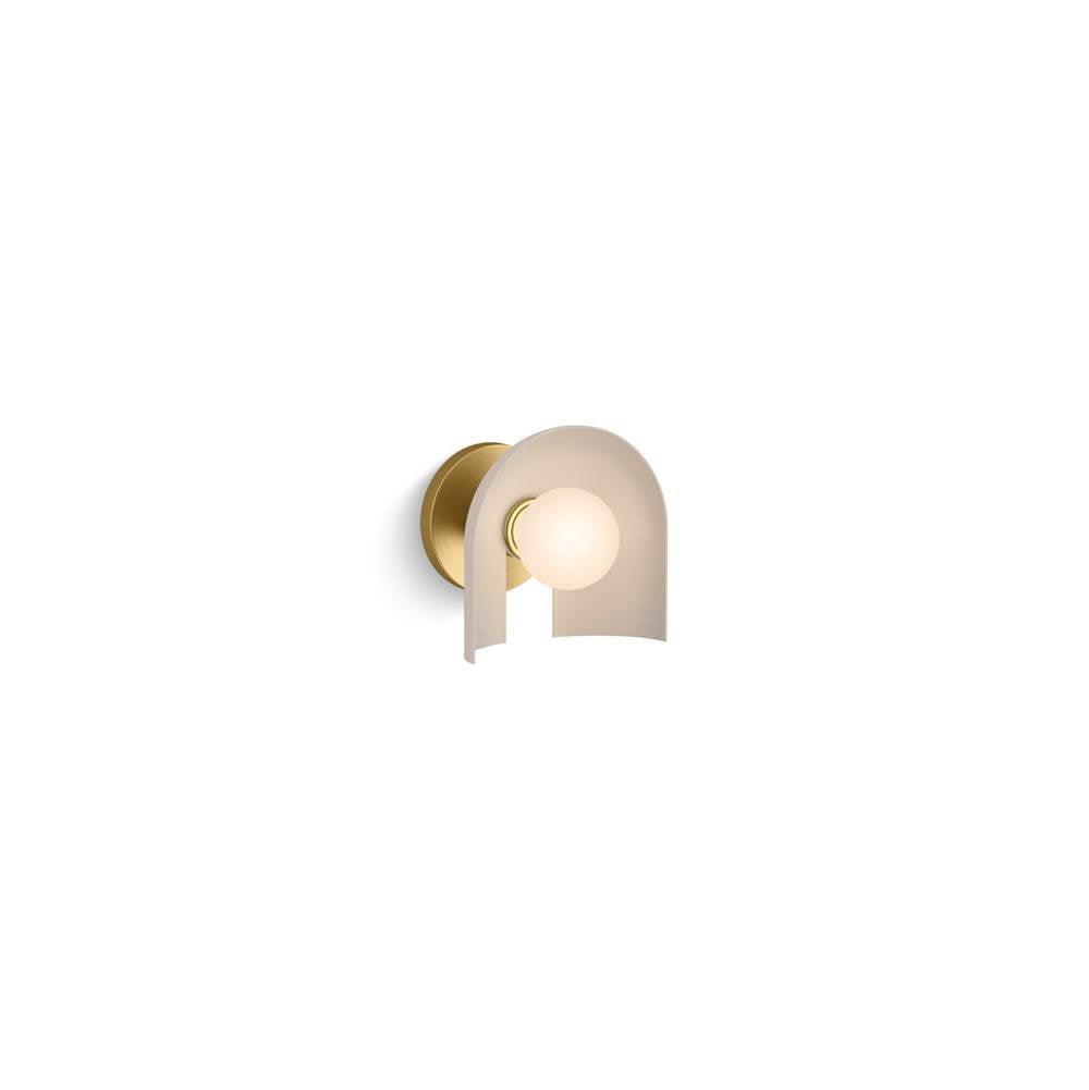 Kohler K-31782-SC01-SLG Biscuit Satin with Brushed Moderne Brass Jabot One-light Sconce Image 6