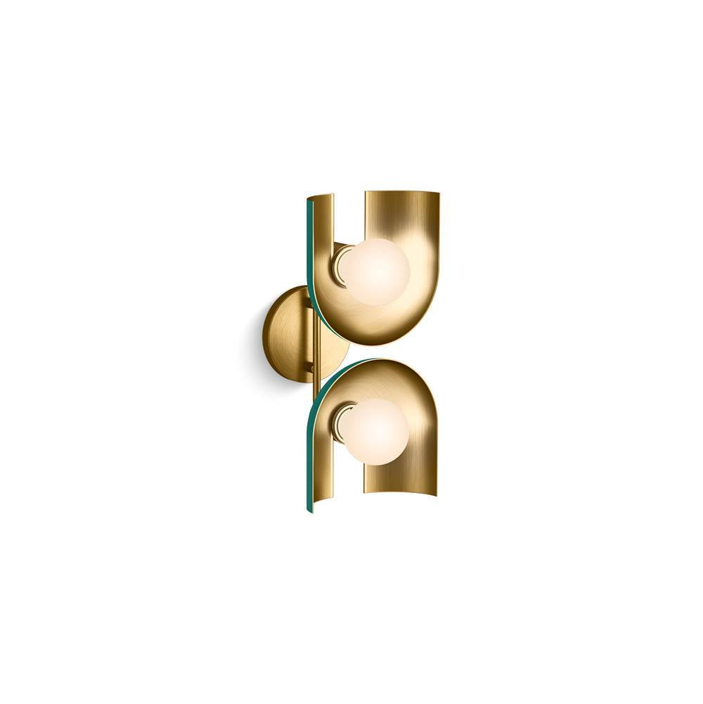 Kohler K-31783-SC02-6GL Jade w/Brushed Moderne Brass Accents Jabot Two-light Sconce Image 6