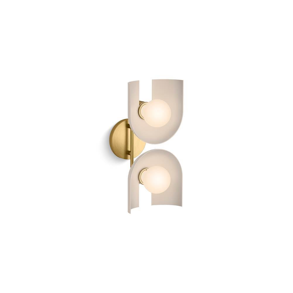 Kohler K-31783-SC02-SLG Biscuit Satin with Brushed Moderne Brass Jabot Two-light Sconce Image 5