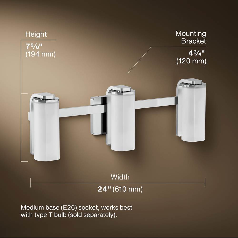 Kohler K-35115-SC03-CPL Polished Chrome Parallel Three-light Sconce Image 6