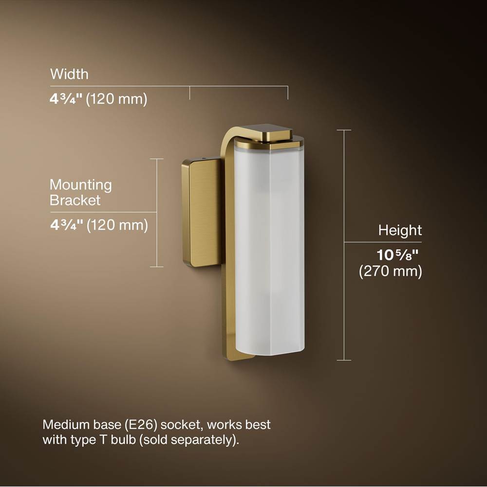 Kohler K-35113-SC01-2GL Brushed Moderne Brass Parallel One-light Sconce Image 6