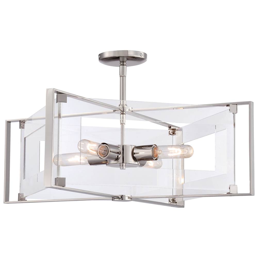 George Kovacs Crystal Clear 4 Light Semi Flush (convertible To Pendant)