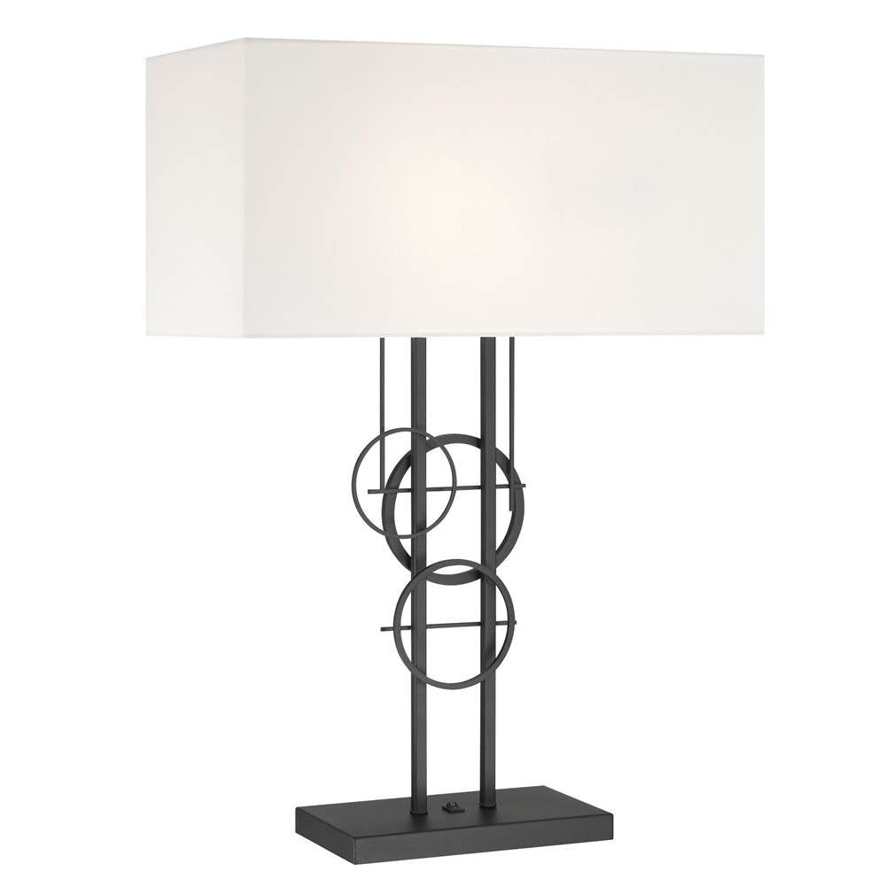 George Kovacs Tempo 2-light Sand Coal Table Lamp With White Linen Shade