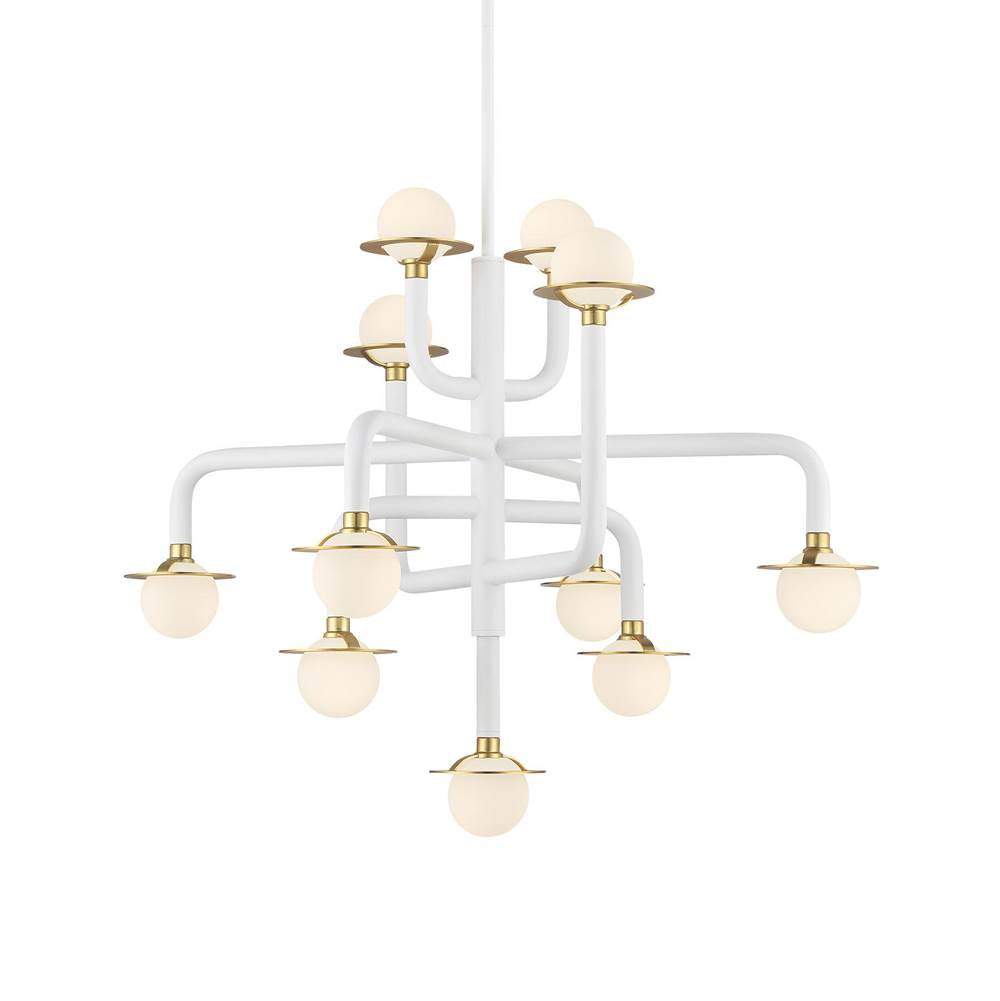 George Kovacs Tubular  Matte White And Honey Gold With Etched Opal Glass