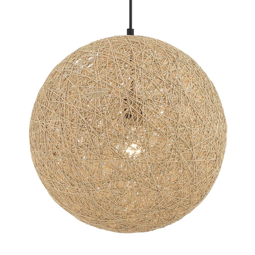 George Kovacs Entwined 16'' 1-light Coal Pendant With Natural Rattan