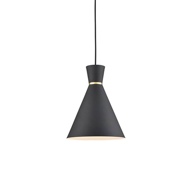 Kuzco Vanderbilt 10-in Black With Gold Detail 1 Light Pendant