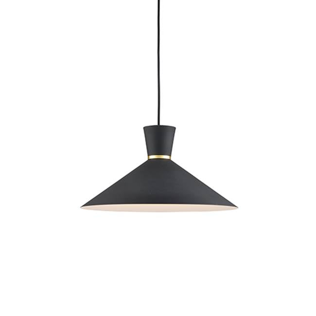 Kuzco Vanderbilt 16-in Black With Gold Detail 1 Light Pendant