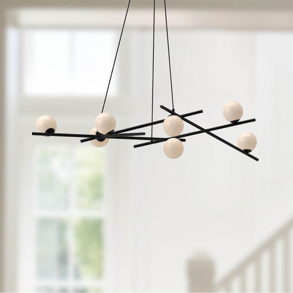 Kuzco Amara 54-in Brushed Gold/glossy Opal Glass Led Chandeliers